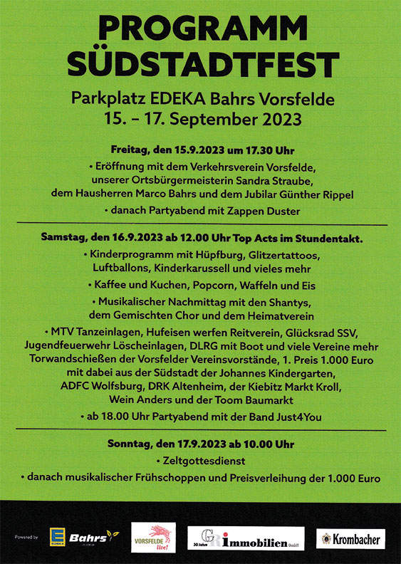 Programm Südstadtfest Vorsfelde live